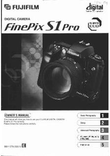 Fujifilm FinePix S1 Pro manual. Camera Instructions.